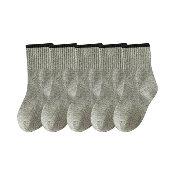 Tao Tao 5 Pack Ankle Cotton Cushioned Solid Socks For Children Boys And Girls Athletic Arch Support Stylish Vintage Look Gray 3 Years