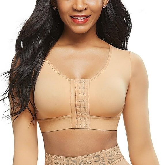 Tao Tao Arm Shaper for Women Post Surgery Arm Lipo Compression Sleeves Slimming Arm Front Closure Shapewear Bra Yoga Shapewear Khaki XL