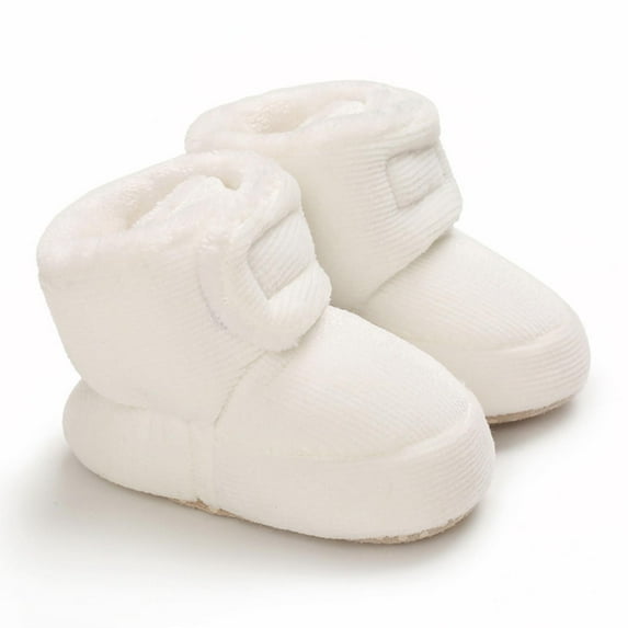 Tao Tao Baby Booties Newborn Infant Furry Cozy Soft Slippers Socks For Boy Girl, Winter Non-Slip Crib Shoes With Warm Lining White 6 Months