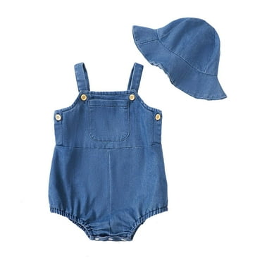 Tao Tao Baby Boy Denim Overalls Shorts Infant Girl Jean Romper Suspender Jumpsuit Shorts Button Jean Overalls Fall Clothes Blue 3 Months