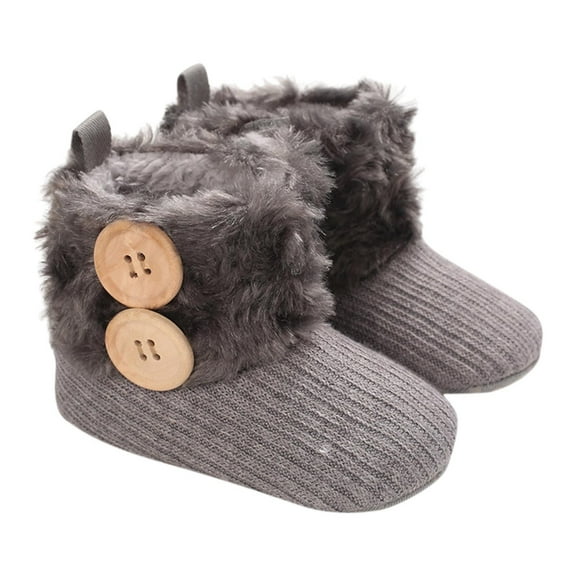 Tao Tao Baby Boy Girl Boots Newborn Shoes Winter Snow Bowknot Anti-Slip Soft Sole Warm Infant Toddler Prewalker Booties Gray 9 Months