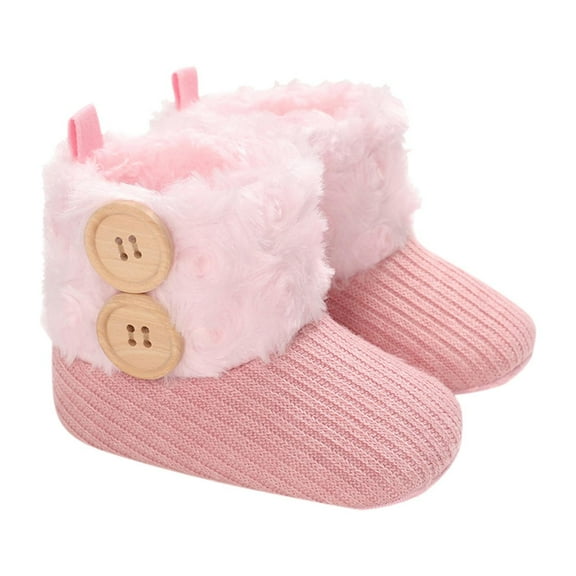 Tao Tao Baby Boy Girl Boots Newborn Shoes Winter Snow Bowknot Anti-Slip Soft Sole Warm Infant Toddler Prewalker Booties Pink 6 Months