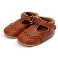 thumbnail image 1 of Tao Tao Baby Boys Girls Lace Up Leather Sneakers Soft Rubber Sole Infant Moccasins Newborn Oxford Loafers Anti-Slip Toddler Wedding Uniform Dress Shoes Brown 6-12Months, 1 of 5