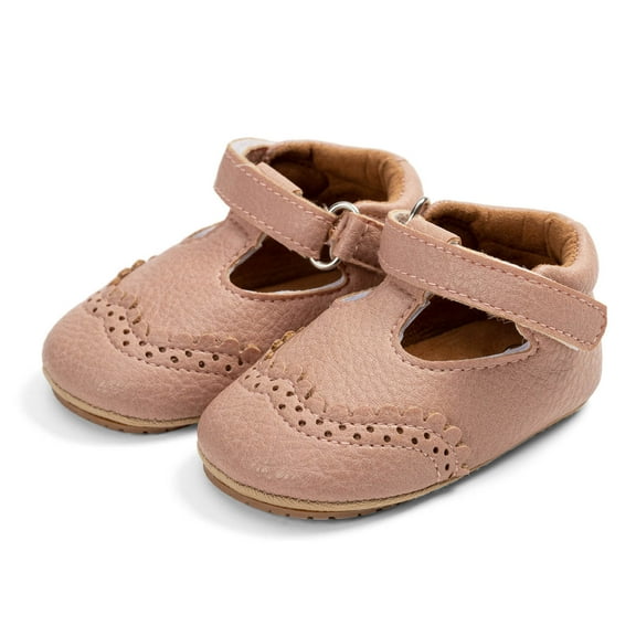 Tao Tao Baby Boys Girls Lace Up Leather Sneakers Soft Rubber Sole Infant Moccasins Newborn Oxford Loafers Anti-Slip Toddler Wedding Uniform Dress Shoes Pink 0-6Months