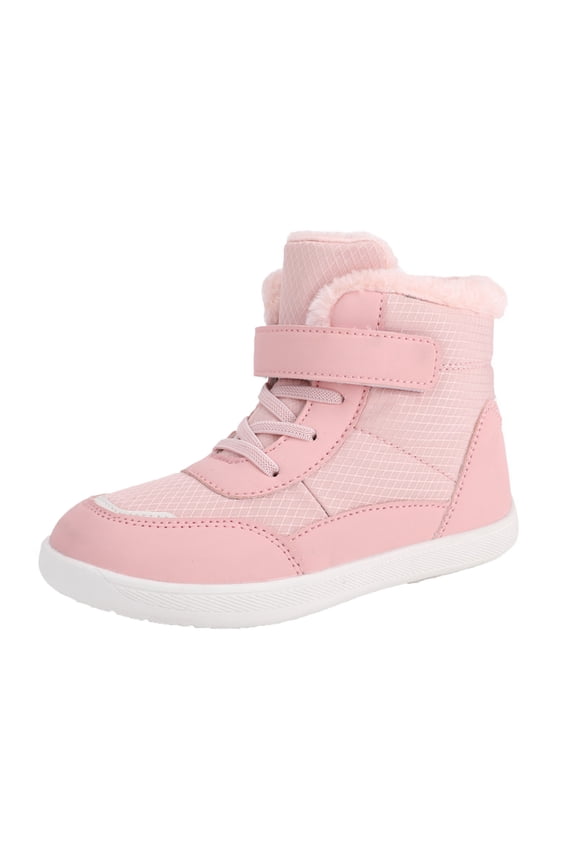 Baby Boys Girls Snow Boots Winter Barefoot Shoes, Hike Footwear- Waterproof Barefoot Winter Shoes Non-Slip Wide Toe Box High Top Snow Boots Pink 2 Years
