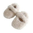 thumbnail image 1 of Tao Tao Baby Boys Girls Warm Fluffy Shoes Solid Color Soft Soled Cotton Shoes for Infants Children Toddler Cute Walking Shoes White M/7 Months, 1 of 4