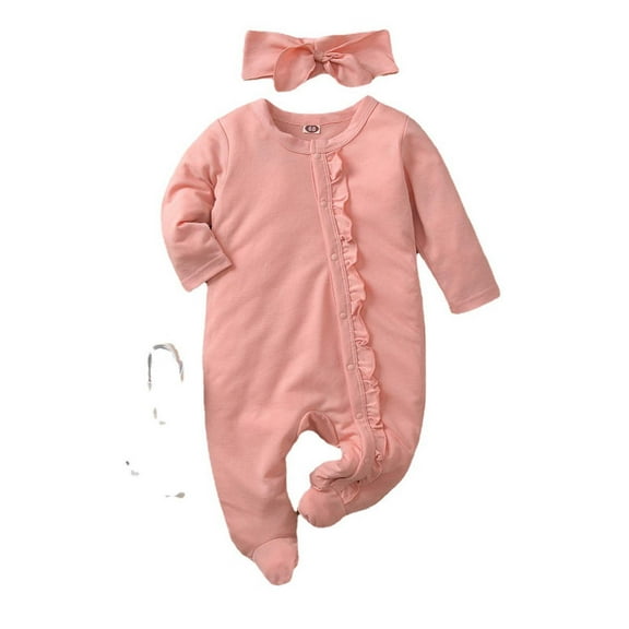 Tao Tao Baby Girls Cactus Footies Newborn Zip Up Onesie Romper With Headband Infant Long Sleeve One-Piece Warm Outfits Crawling Clothes Pink 62 3 Months