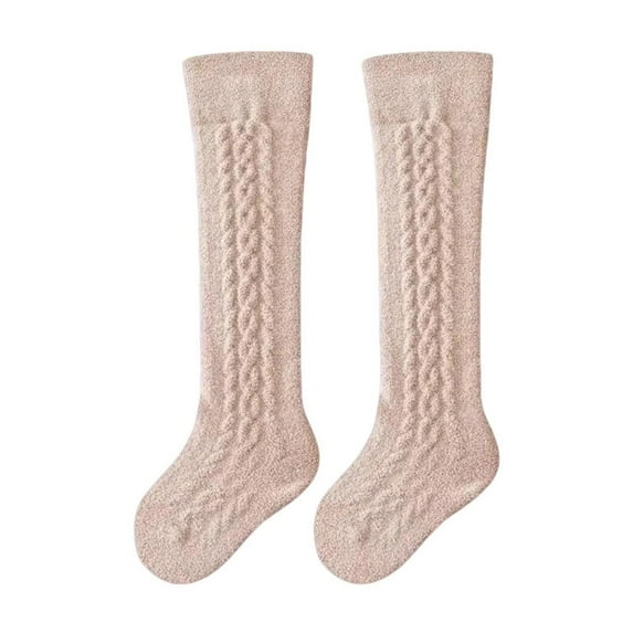 Tao Tao Baby Girls Cotton Socks Newborn Keep Warm Solid Color Sock Knee-High Stockings for Infant Toddler Coffee 0 Months