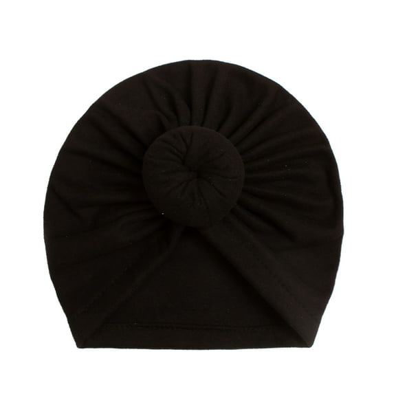 Tao Tao Baby Girls Soft Turban Headband Hats With Bowknot Donut Nursery Hospital Caps Beanies Bonnets Black