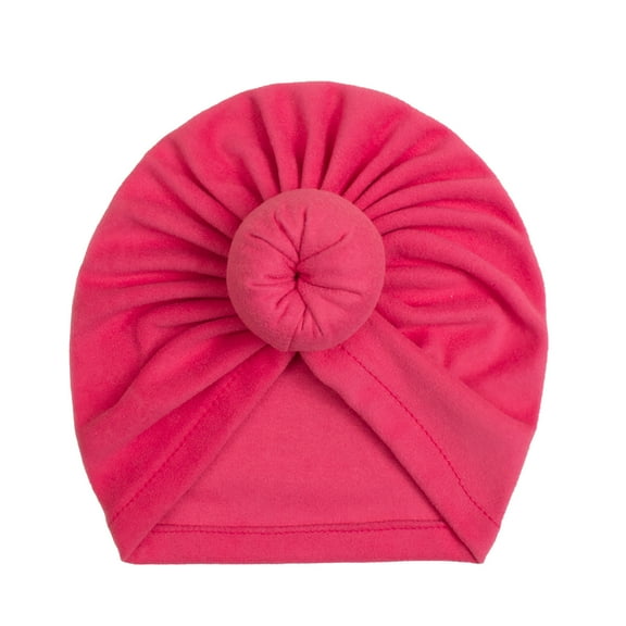 Tao Tao Baby Girls Soft Turban Headband Hats With Bowknot Donut Nursery Hospital Caps Beanies Bonnets Hot Pink