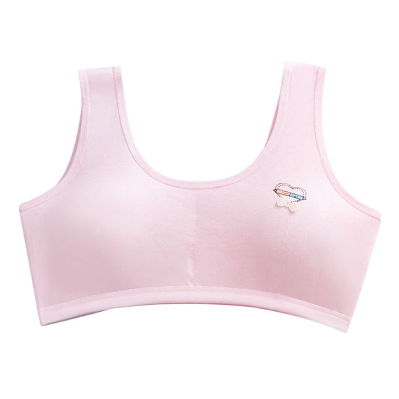 Tao Tao Baby Girls Training Bra Cotton Seamless Sports Bra with Pads Teens Breathe Bra Pink Free Size