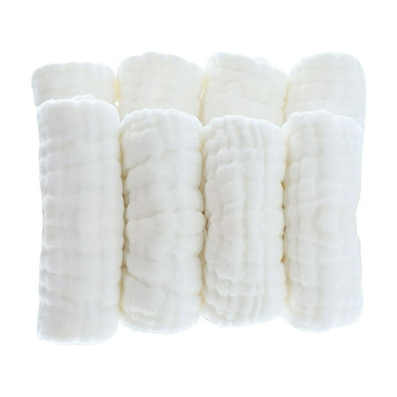Tao Tao Baby Muslin Burp Cloths Cotton Diapers Wash Cloths for Babies Newborn Boys and Girls Reusable and Washable Baby Shower 8pcs White L