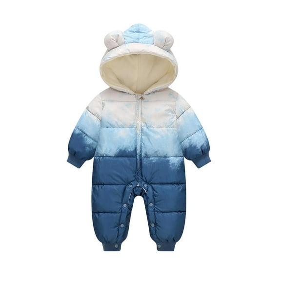 Tao Tao Baby Snowsuit Winter Clothes Infant Boys Girls Puffer Jacket Newborn One-Piece Coat With Hooded Sky Blue 2 Months