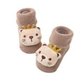 thumbnail image 1 of Tao Tao Baby Socks Newborn Slippers Cute Bear Socks Cotton Socks Soft Winter Newborn Slippers Middle Tube Floor Socks Khaki 3 Months, 1 of 3