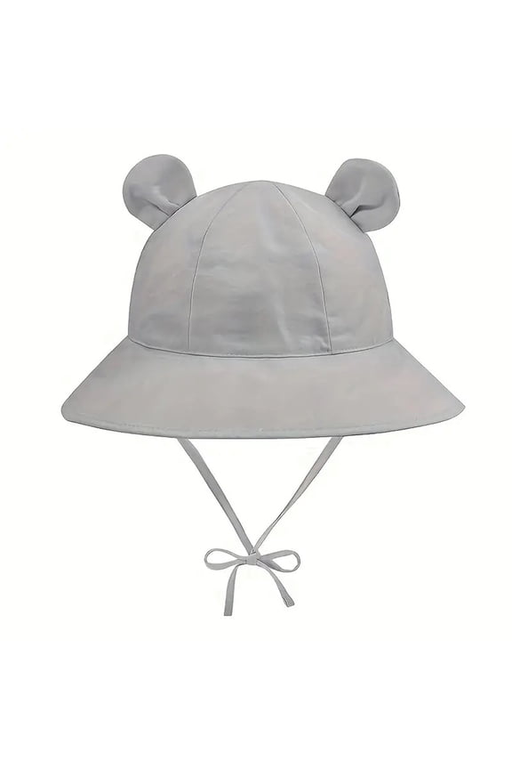 Baby Sun Hat Toddler Hats For Boys Girls Infant Sun Hat Baby Girl Hats With Bear Ears Wide Brim UPF 50+ Beach Hat Gray 2 YearsXL