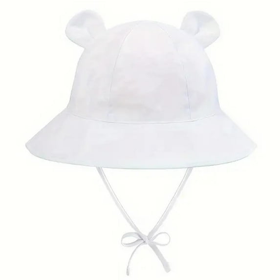 Tao Tao Baby Sun Hat Toddler Hats For Boys Girls Infant Sun Hat Baby Girl Hats With Bear Ears Wide Brim UPF 50+ Beach Hat White 3 Months(S)
