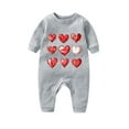 thumbnail image 1 of Tao Tao Baby Valentine's Day Outfit Boy Girl Love Heart Romper Jumpsuit Long Sleeve Pants Playsuit Newborn Fall Winter Clothes Crawling Clothes Gray 3 Months, 1 of 3