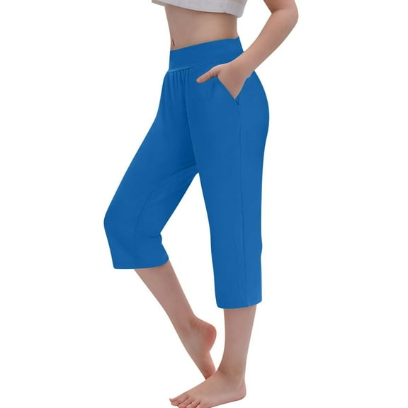 Tao Tao Big Girls Cropped Trousers Leggings Capri Leggings Dressy Casual Summer Capris Knee Length Crop Pants Trendy Lightweight Clothing Blue 4 Years