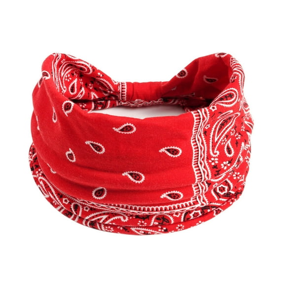 Tao Tao Boho Headbands for Women Fashion Wide Headbands Sports Sweat Absorbing Stretch Non-Slip Bandanas Printed Hair Accessories Band Red Free Size