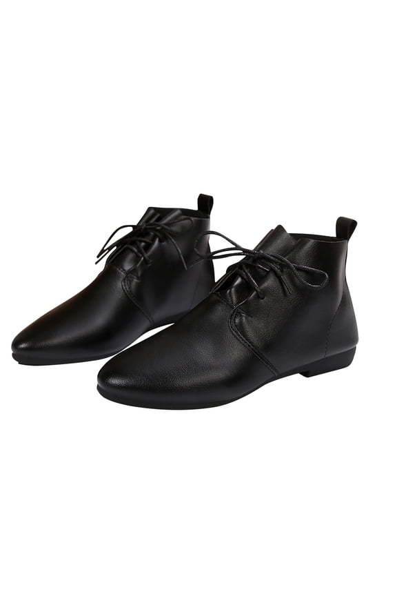 Boots for Women Pointed Toe Lace up Retro Stitched Ankle Boots Low Heel Solid Dressy Comfortable Women Boots Black 37