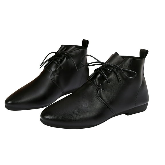 Tao Tao Boots for Women Pointed Toe Lace up Retro Stitched Ankle Boots Low Heel Solid Dressy Comfortable Women Boots Black 40