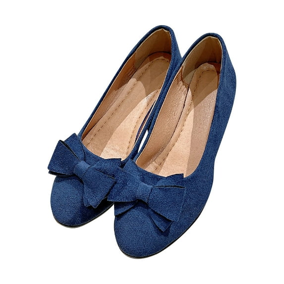 Tao Tao Bowknot Ballet Flats Womens Pointy Toe Flat Shoes Suede Dress Shoes Wear to Work Slip On Moccasins Blue 36