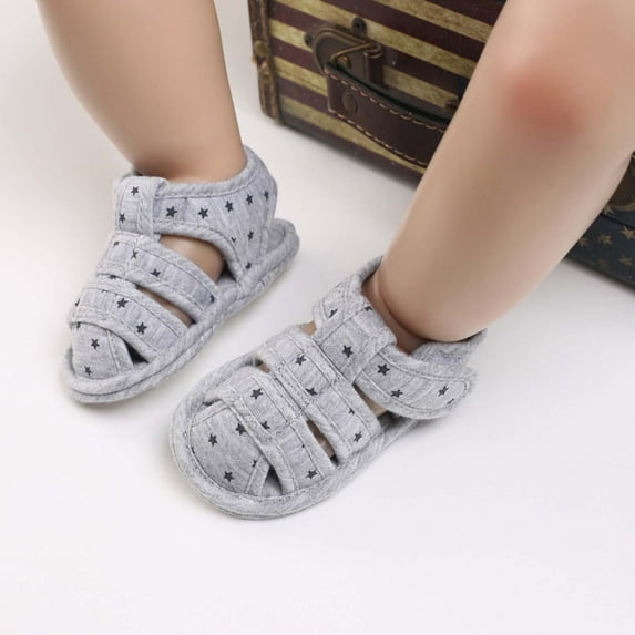 Tao Tao Boys Girls Summer Sandals Closed-Toe Anti-Slip Premium Rubber Sole Toddler First Walkers Shoes Gray 12-15Months