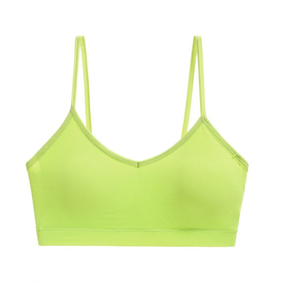 Tao Tao Butterluxe V-Neck Sports Bras for Women - Adjustable Thin Straps Padded Yoga Bra Basic Wireless Bra Camisole Mint Green L
