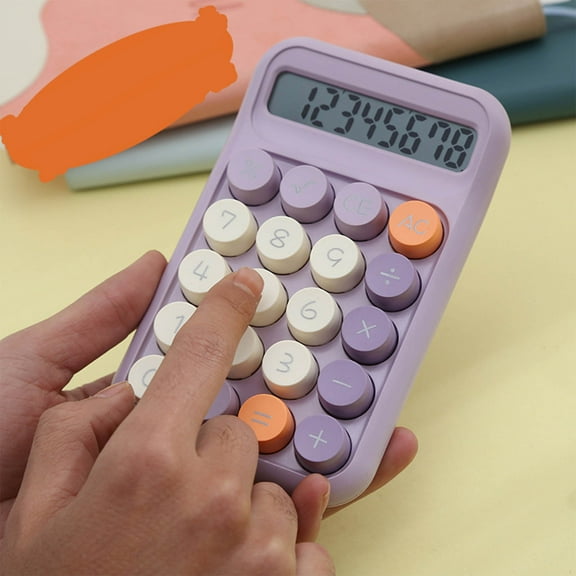 Tao Tao Candy Color Dopamine Calculator 8-digit Mini Portable Financial Office Computer for Primary and Secondary School Students (NO Battery) Purple