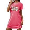 thumbnail image 1 of Tao Tao Christmas Women's Nightgown Dress Christmas Prints Crewneck Short Sleeve Casual Dress Loose Fit Shift Dress Plus Size Nightshirt Hot Pink XL, 1 of 1