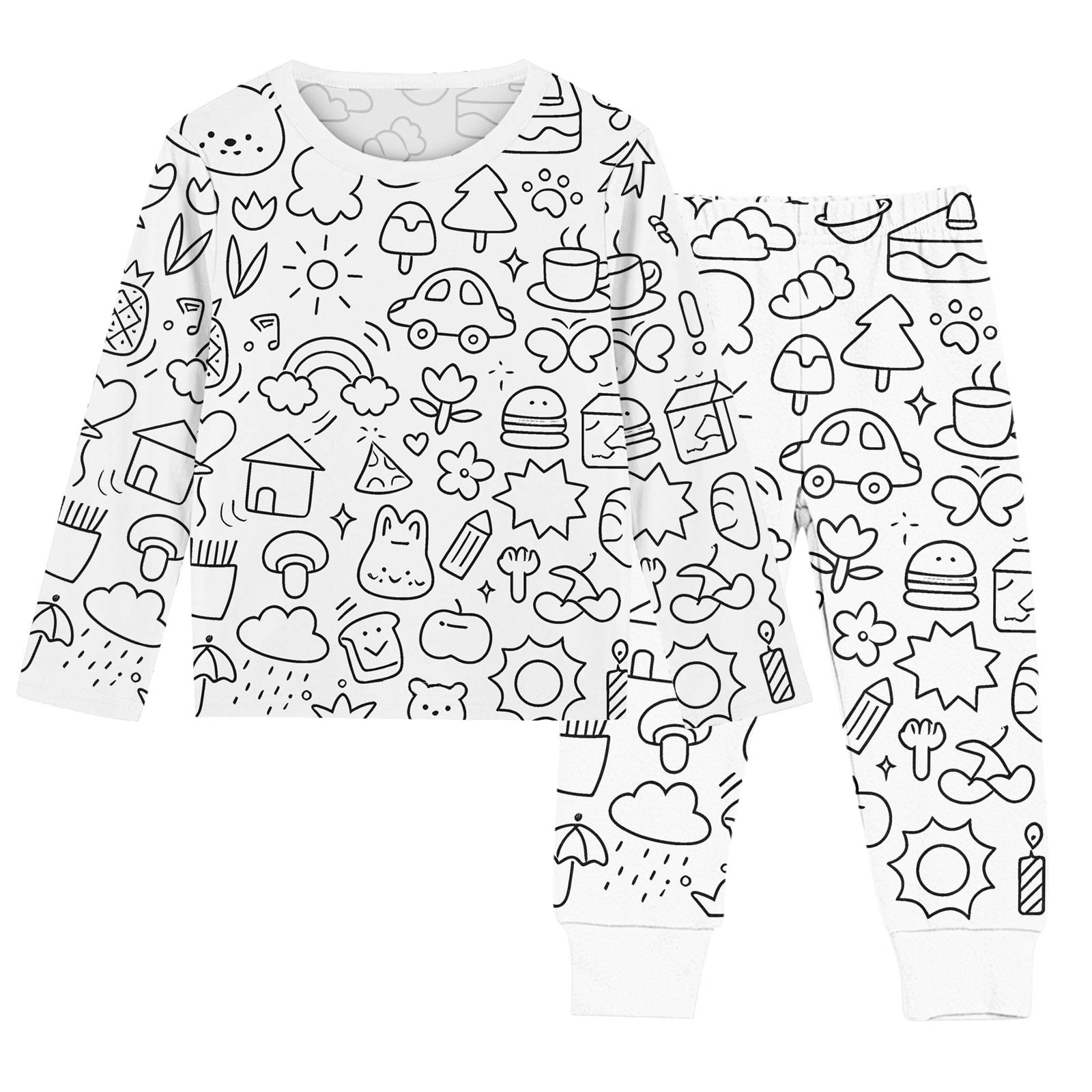 Tao Tao Colorable Pajamas Sets For Kids DIY Hand Painted 2 Piece Pajama ...