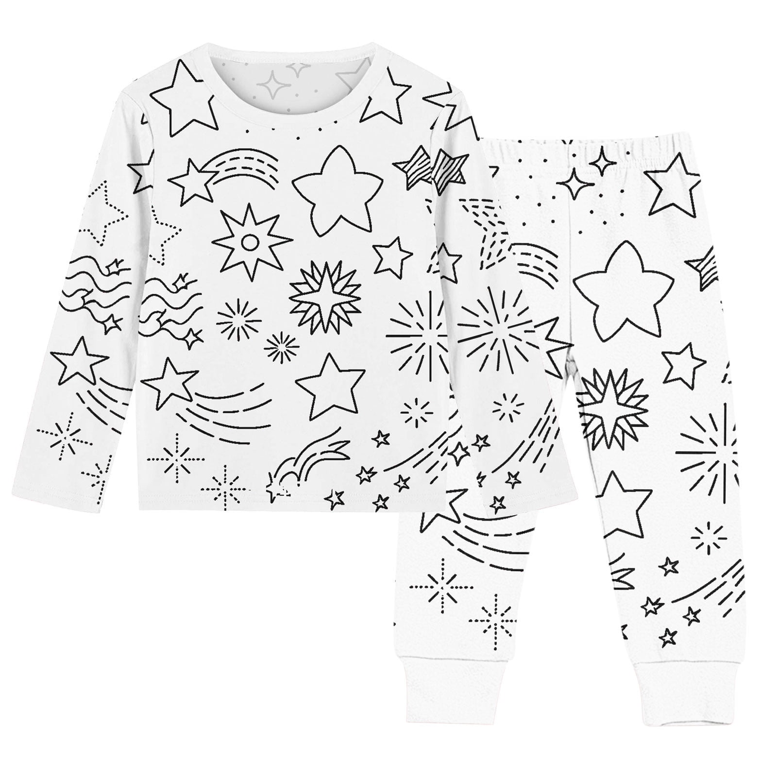 Tao Tao Colorable Pajamas Sets For Kids DIY Hand Painted 2 Piece Pajama ...