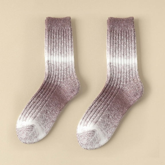 Tao Tao Cotton Socks For Women Men Winter Gradient Thick Warm Socks Cozy Crew Socks Winter Thermal Boot Insulated Heated Socks Khaki