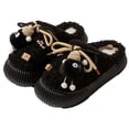 thumbnail image 1 of Tao Tao Cute Dust Bunny Fuzzy Slippers Animal Fluffy Plush Slippers Warm Winter Wear Home Cozy Furry Soft Indoor Outdoor Shoes Black 36, 1 of 4