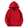 thumbnail image 1 of Tao Tao Cute Hoodies For Teen Girls Boys Trendy Hooded Sweatshirts Oversized Long Sleeve Shirts Solid Color Clothes With Pocket For Girls Red 4 Years, 1 of 5