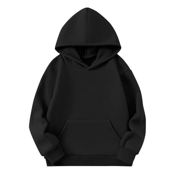 Tao Tao Cute Hoodies For Teen Girls Boys Trendy Hooded Sweatshirts Loose Fit Long Sleeve Shirts Solid Color Clothes With Pocket For Girls Black 7 Years