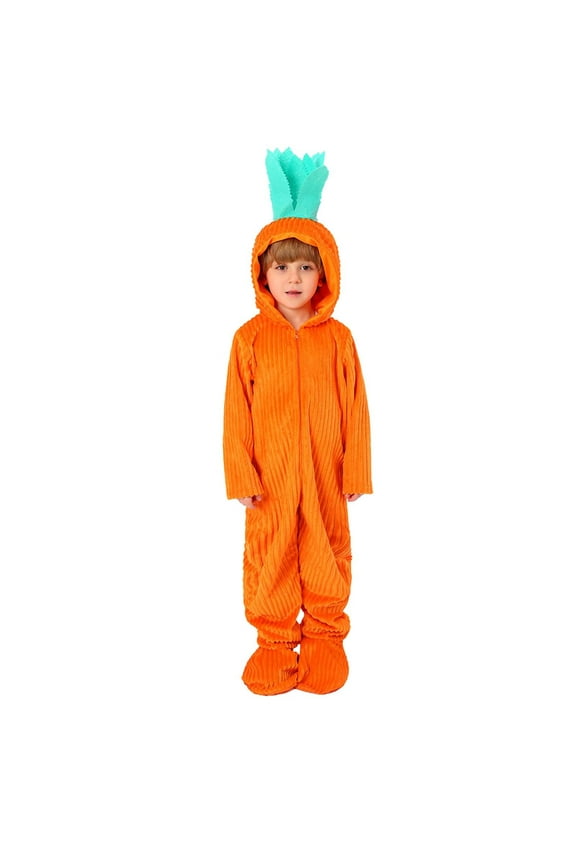 Tao Tao Easter Bunny Carrot Hooded Onesie Pajamas Unisex Animal Clothes One Piece Jumpsuit For Kids Boys Girls Orange 7 Years
