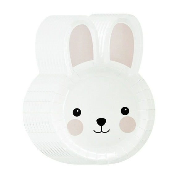 Tao Tao Easter Bunny Rabbit Paper Plates,Easter Dessert Plates,Easter Party Supplies Tableware Set,8PCS White A