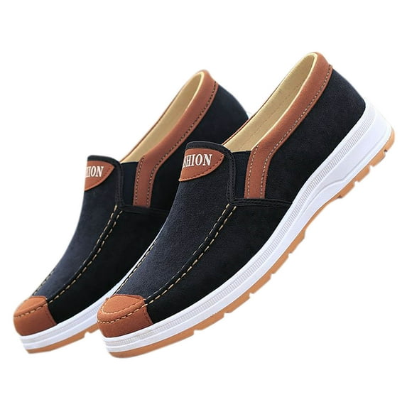 Tao Tao Fashion All Season Men Casual Shoes Flat Bottom Non Slip Cloth Colorblock Comfortable and Elastic Slip On Tennis Court Shoes Black 40