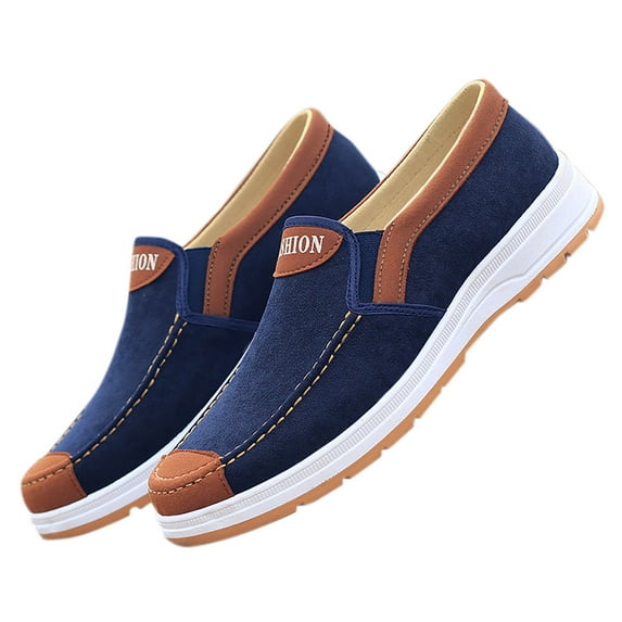 Tao Tao Fashion All Season Men Casual Shoes Flat Bottom Non Slip Cloth Colorblock Comfortable and Elastic Slip On Tennis Court Shoes Blue 39