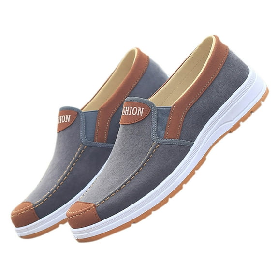 Tao Tao Fashion All Season Men Casual Shoes Flat Bottom Non Slip Cloth Colorblock Comfortable and Elastic Slip On Tennis Court Shoes Gray 40