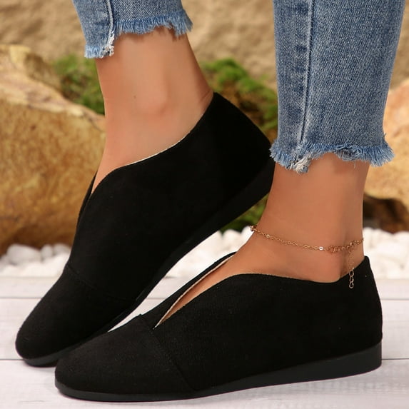 Tao Tao Flats For Women Comfortable Solid Color Soft Flats Square Toe Ballet Shoes Dressy Slip-Ons Shoes Black 39