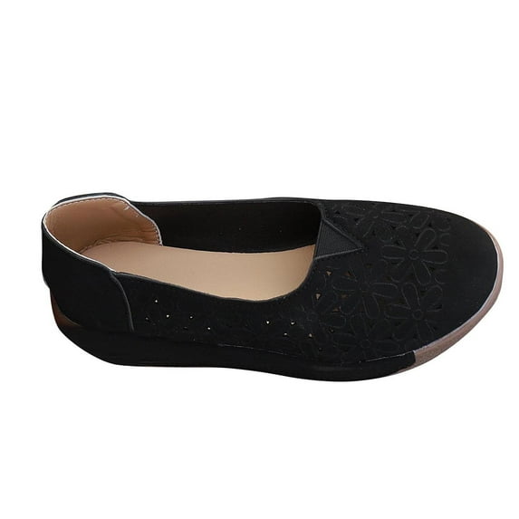 Tao Tao Flats With Arch Support For Women Classic Round Toe Low Cut Casual Shoes Fashion Comfort Lightweight Walking Flats Mom Cool Shoes Black 42