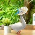 thumbnail image 1 of Tao Tao Flower Straw Hat With Bow For Cement Goose Funny Pet Straw Hat Summer Porch Goose Outfit Porch Goose Statue Clothes Decorations For Outdoor Patio Lawn Blue, 1 of 1