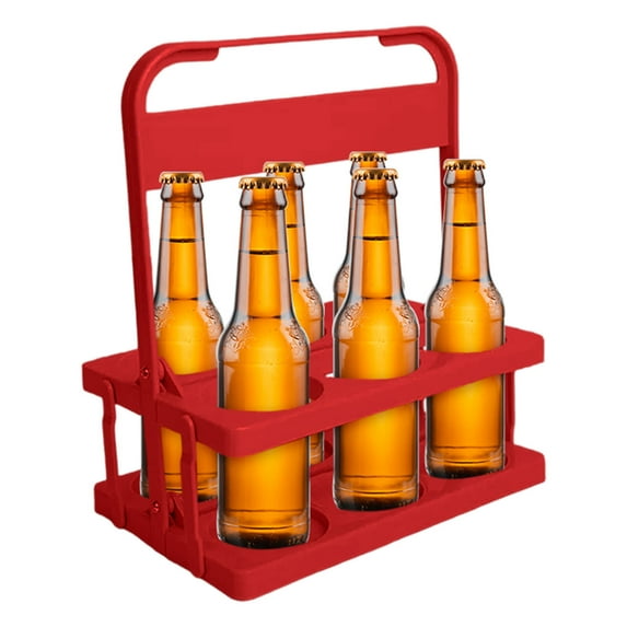 Tao Tao Foldable Cup Holder Beer Rack With Handle, 6 Cups Reusable Portable Plastic Drink Delivery Carrier, Beer Bottle Holder Plastic Cup Drinks Carrier for Car Drivers Red