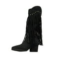 thumbnail image 1 of Tao Tao Fringe Boots For Women Stud Western Tassel Riding Cowgirl Cowboy Mid Calf Pull On Boots Black 37, 1 of 9