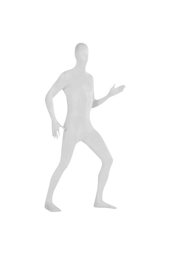 Full Bodysuit Unisex Spandex Stretch Adult Clothes Disappearing Man Body Zentai Suit White 2XL