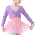 thumbnail image 1 of Tao Tao Girl's Dance Crop Tops Ballet Wrap Shrug Sweater Long Sleeve Solid Color Coat Purple XL, 1 of 5
