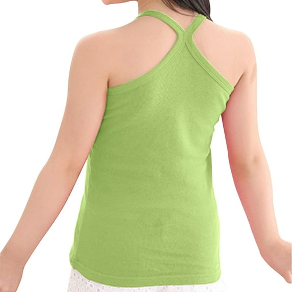 Tao Tao Girls Full Sleeveless Camisole Tank Tops – Stretch Undershirts Comfortable Camis Green 4 Years