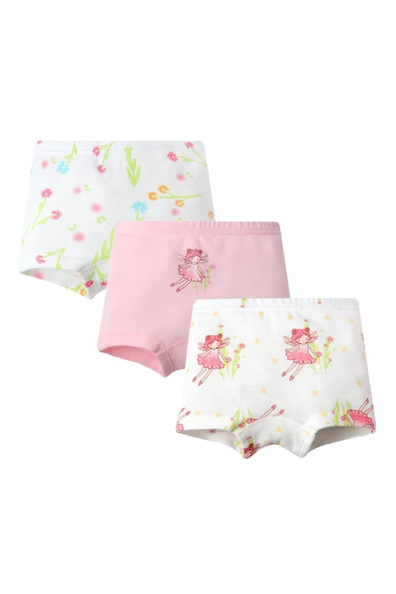 Girls' Soft Cotton Underwear Little Kids ' Assorted Panties (Pack of 3) White 130/8 Years